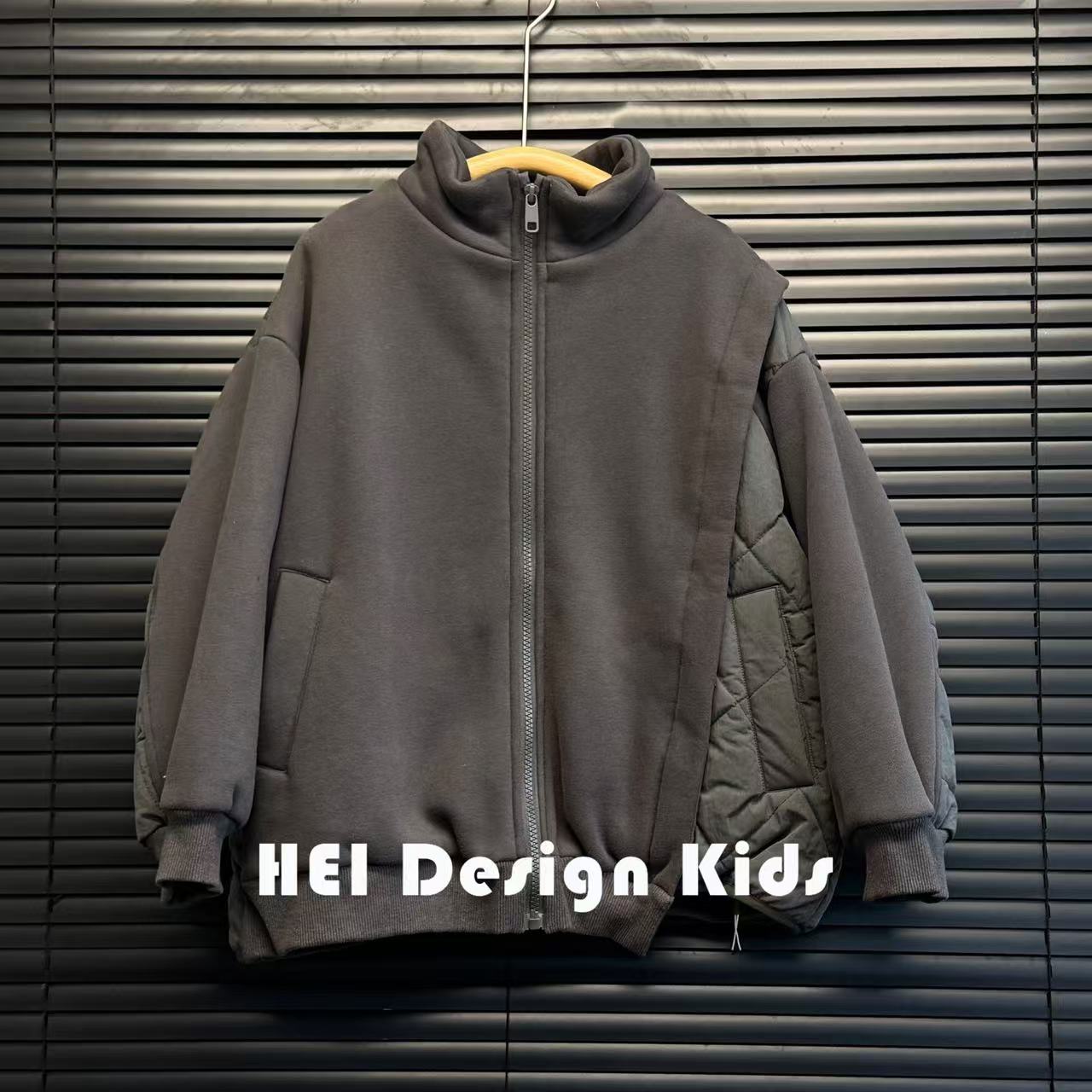 时尚百搭设计师款加棉加厚撞色拼接棉服外套冬季中大童 7A19