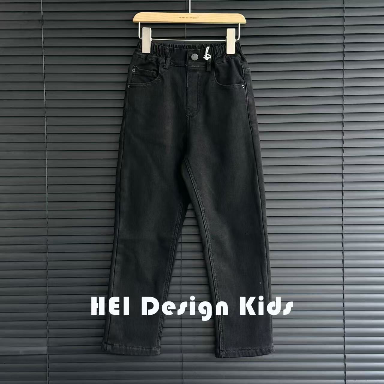 时尚百搭设计师款加绒加厚蝴蝶结烟管牛仔裤秋冬中大童 5219