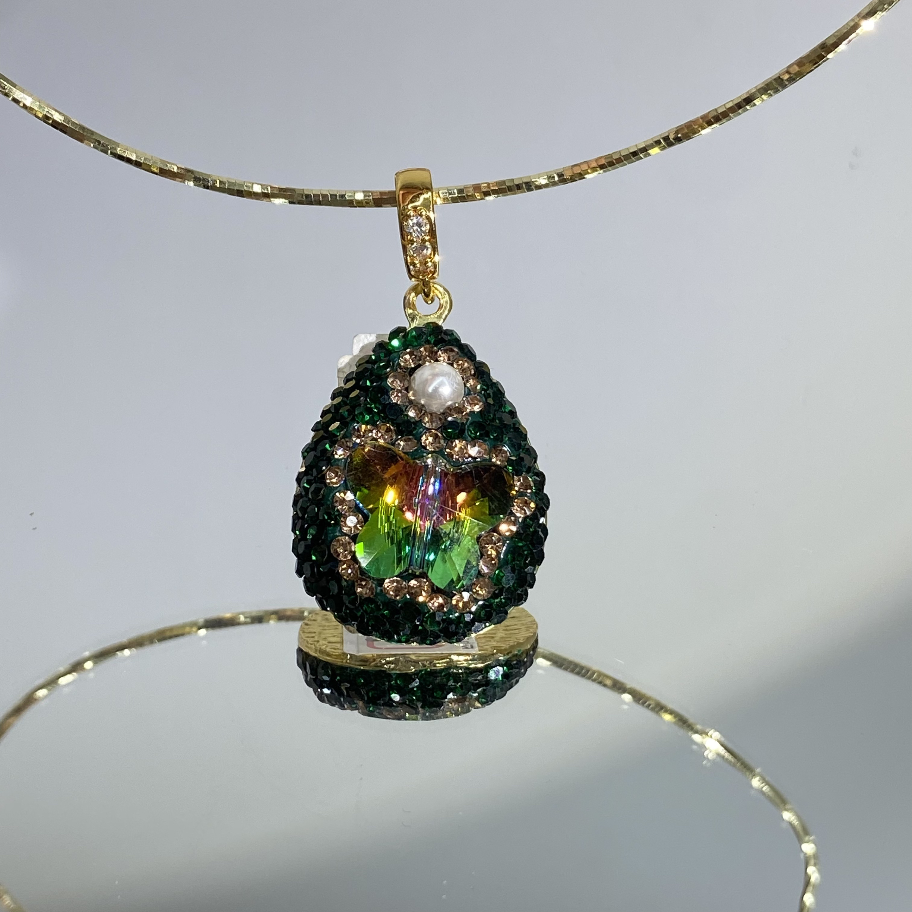 铜合金合成锆石吊坠 TTSD 绿色时尚潮流百搭款吊坠 7331