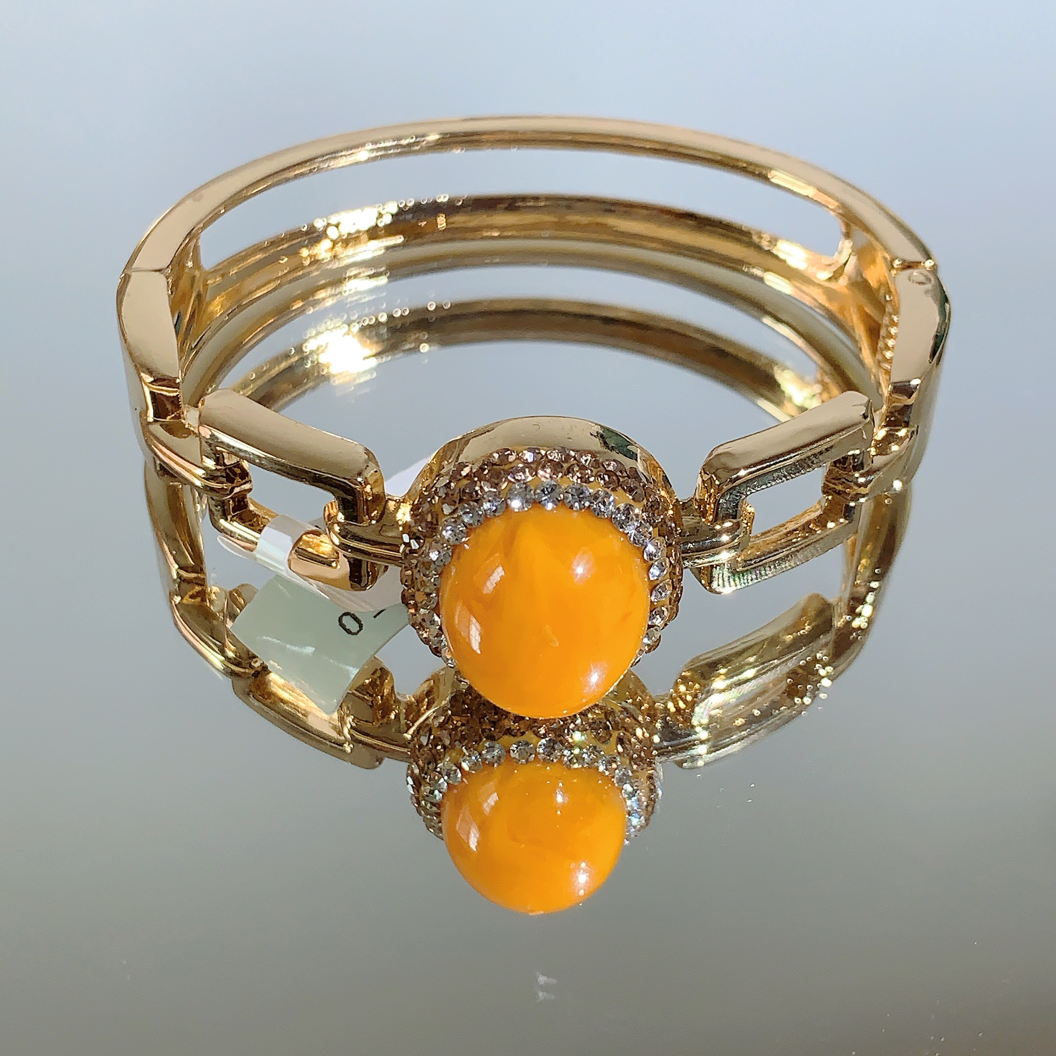 铜合金合成锆石手镯 TTSD 黄色蛋面时尚百搭个性手镯 220