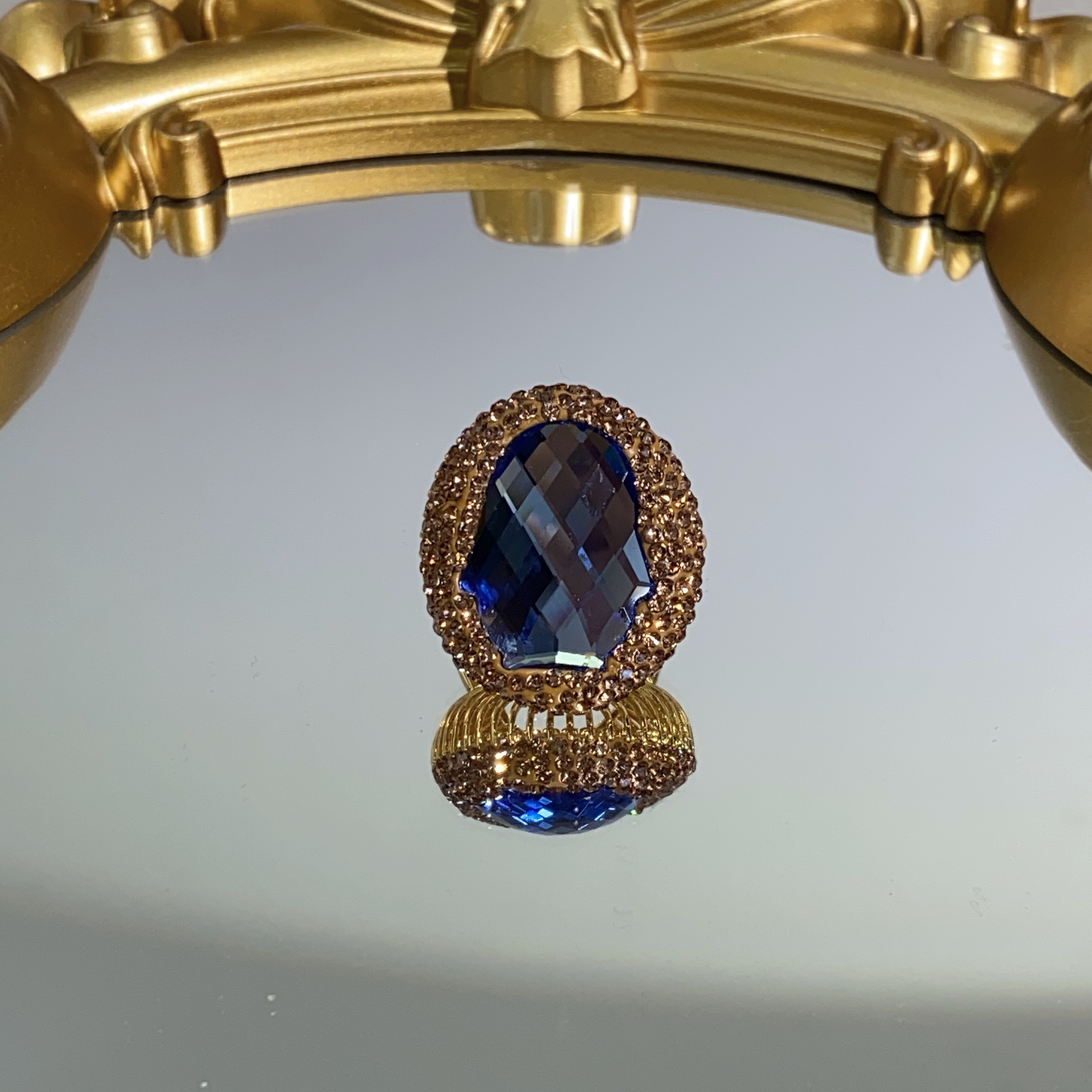 铜合金合成锆石戒指 TTSD 蓝色SHL企鹅戒指605