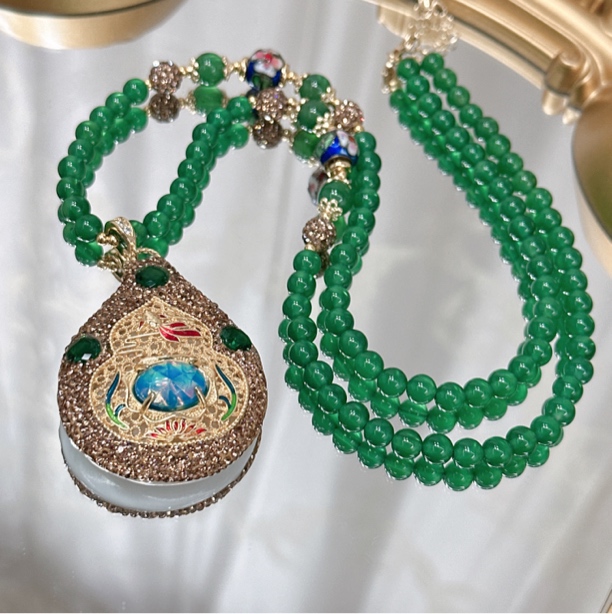 铜合金合成锆石项链 TT OP珐琅彩工艺葫芦中国风吊坠毛衣链1156d