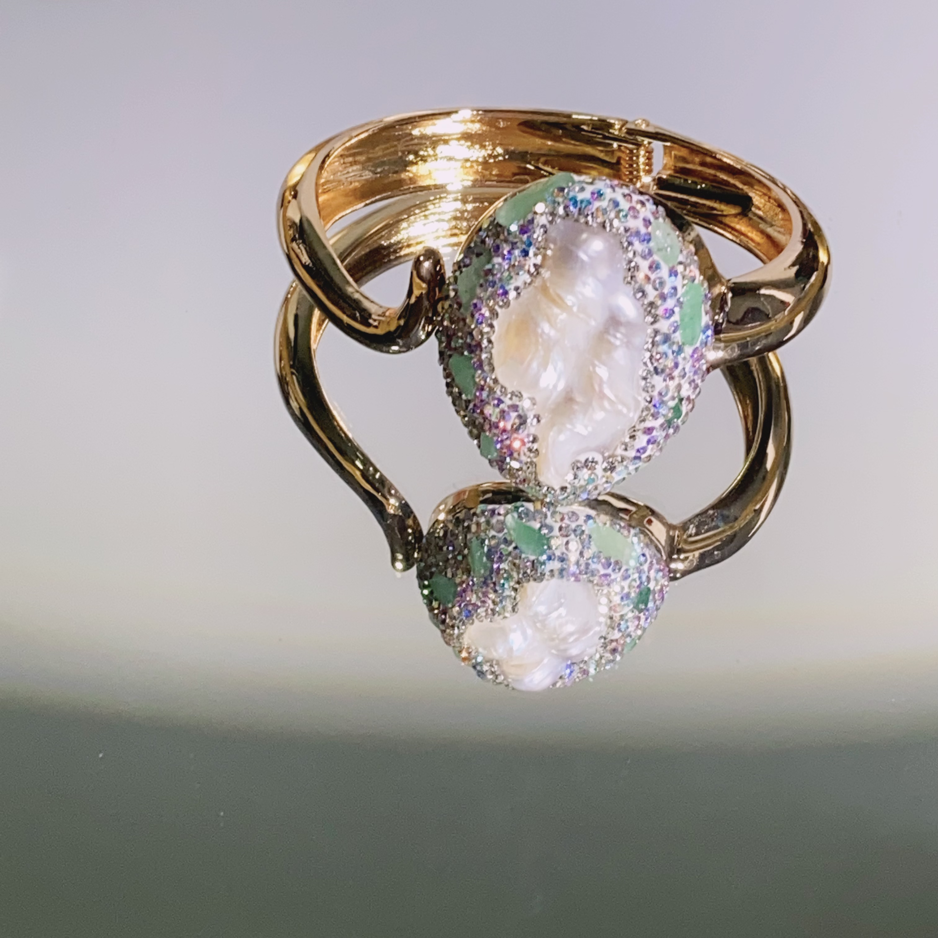 铜合金合成锆石手镯 TTSD 巴洛克ZZ大裸面蛇形时尚手镯2043