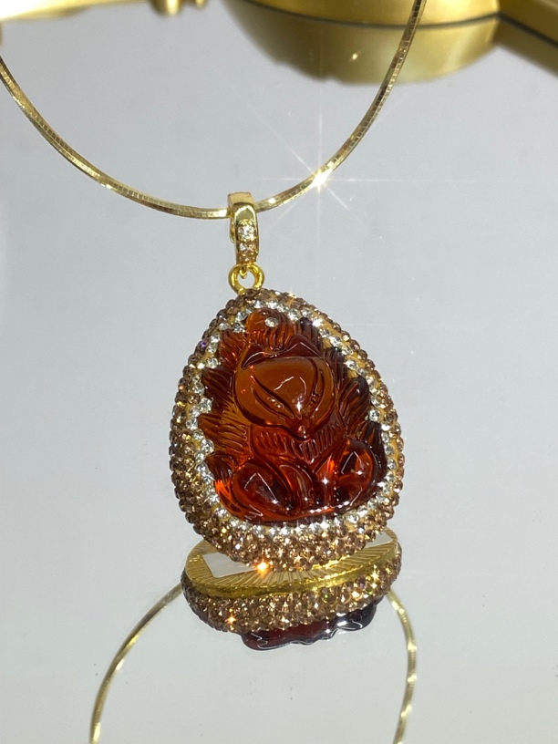 铜合金合成锆石吊坠 TTSD 红色九尾狐时尚潮流百搭款吊坠 133