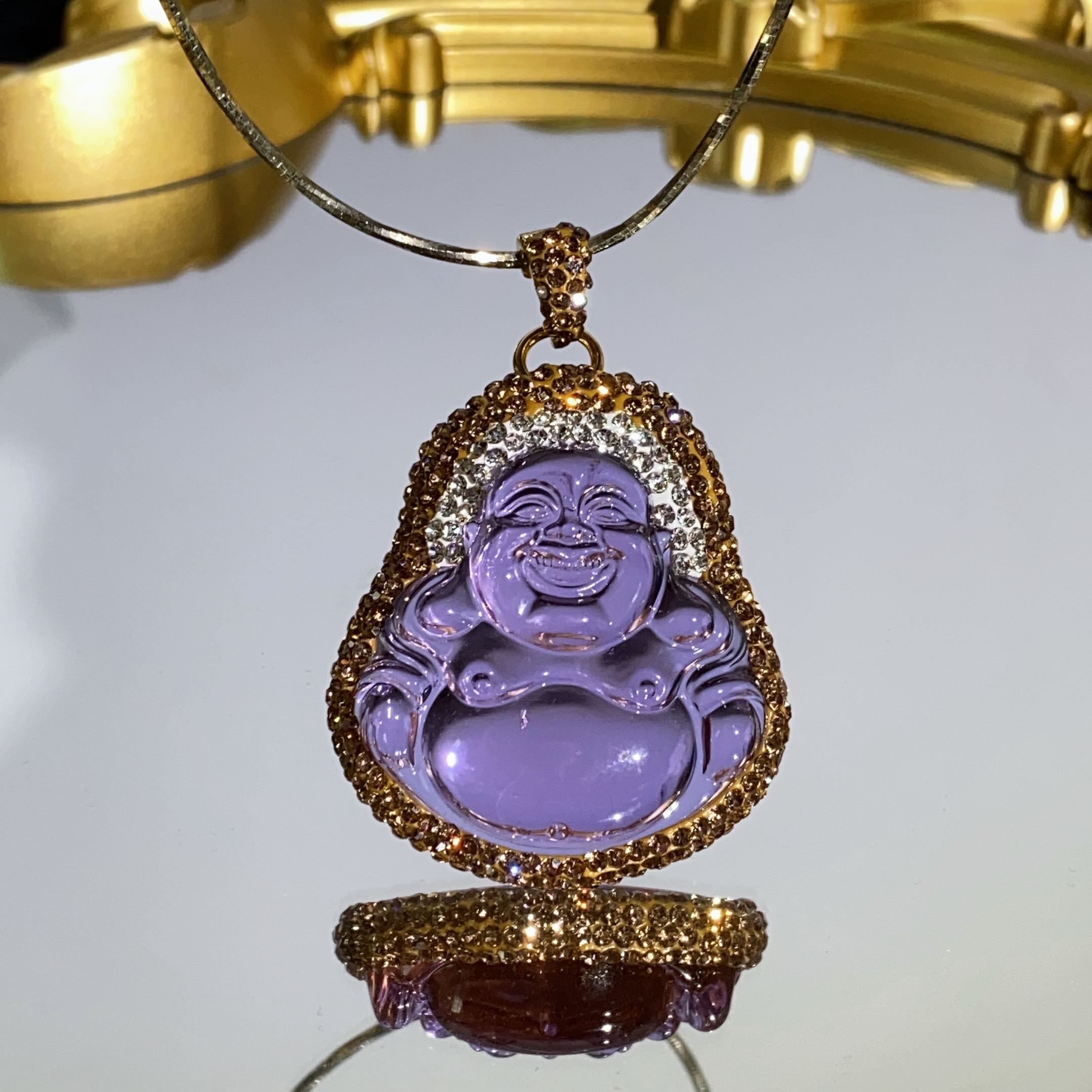 铜合金合成锆石吊坠 TTSD 紫色SHL时尚佛公吊坠轻奢气质6200