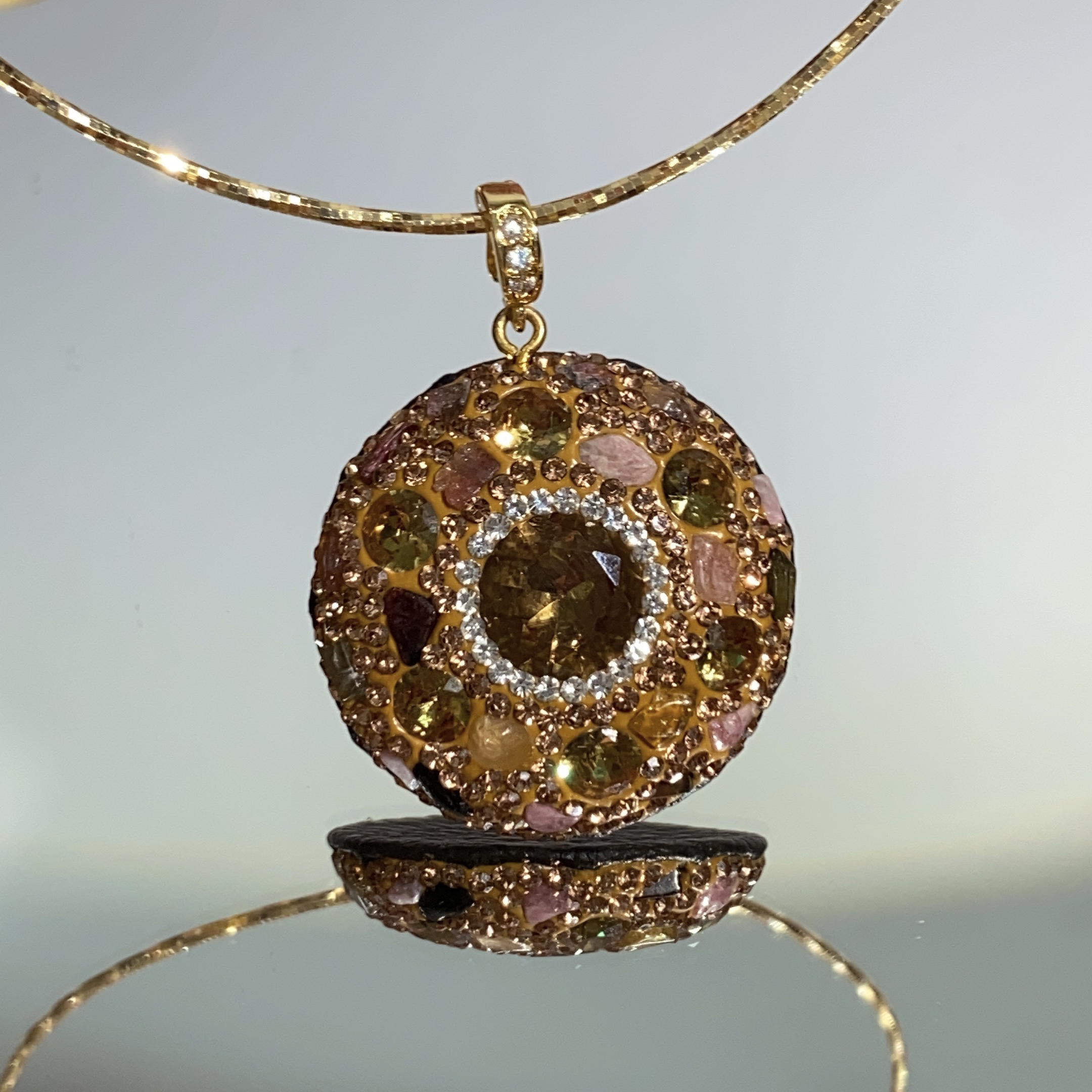 铜合金合成锆石吊坠 TTSD 土耳其苏丹石多裸面设计款吊坠4091