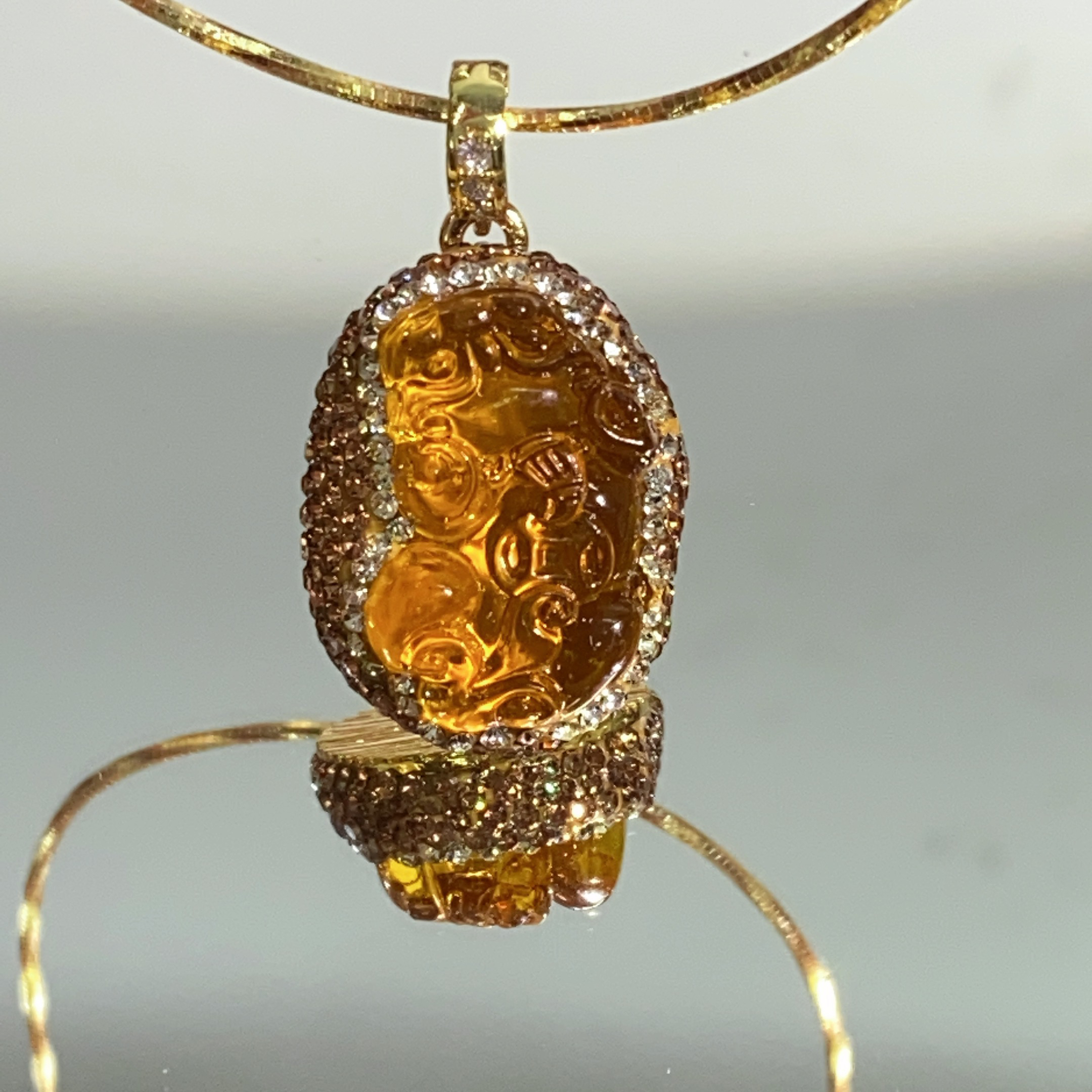 铜合金合成锆石吊坠 TTSD 奥地利SHL黄色貔貅吊坠金色精美4213