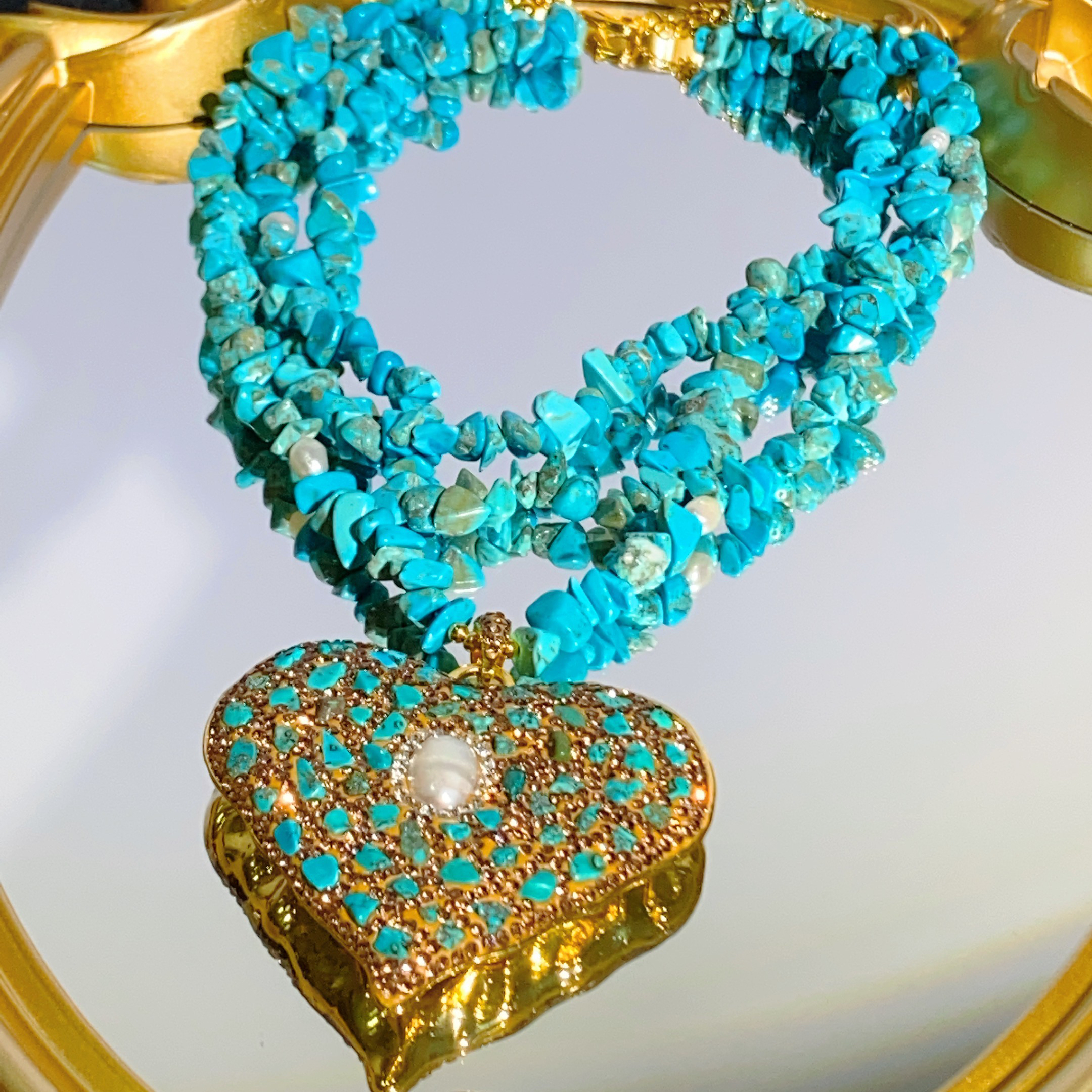 铜合金合成锆石项链 TTSD 蓝色设计款奢华中古时尚个性项链6379