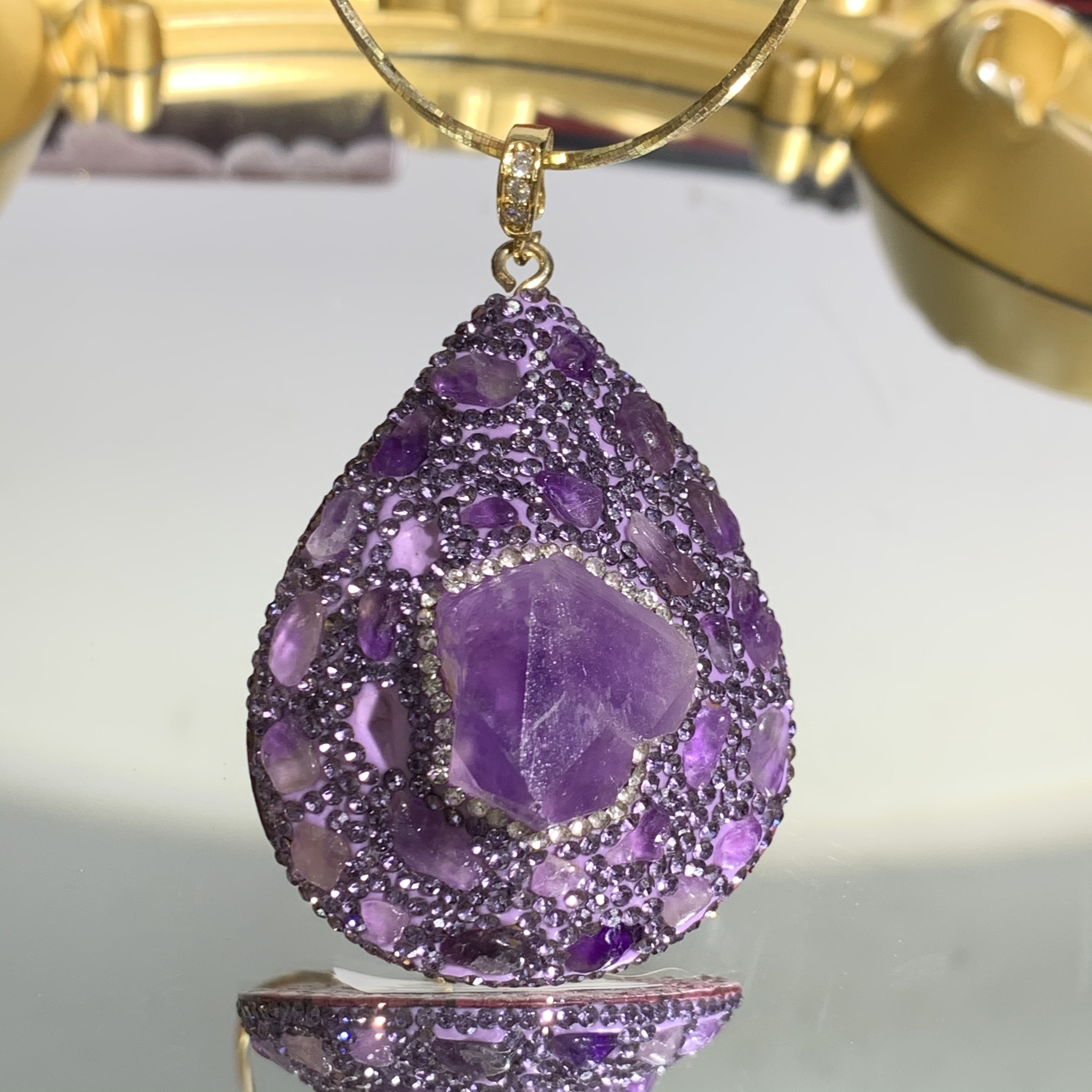 铜合金合成锆石吊坠 TTSD 紫色SJ水滴时尚吊坠 6857