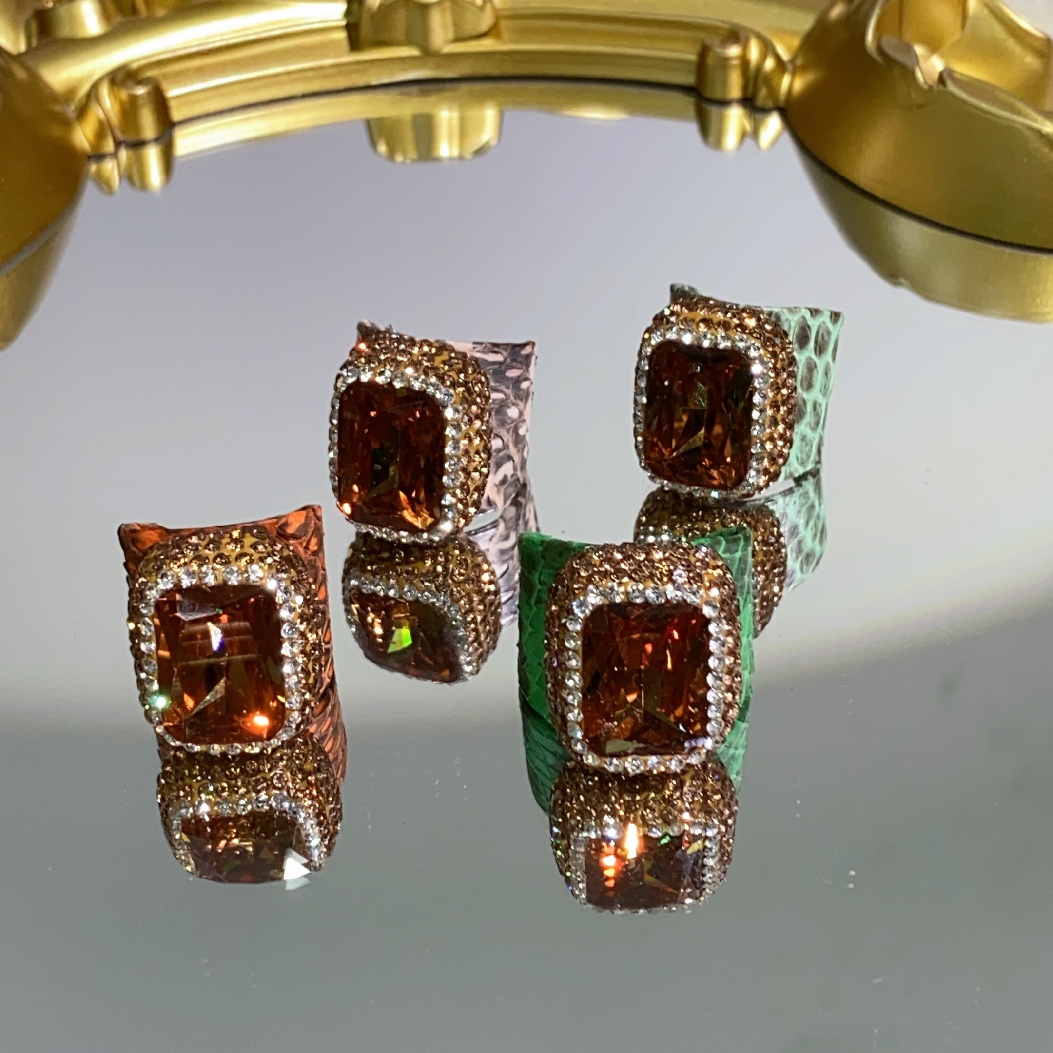 铜合金合成锆石戒指 TTSD 土耳其SDS方形稀有皮戒指气质百搭181