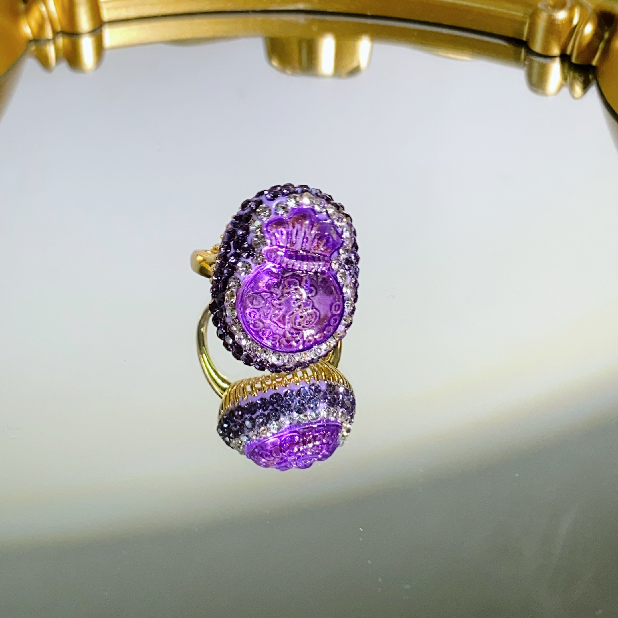 铜合金合成锆石戒指 TTSD 欧美原创设计施华洛紫色福袋戒指7115