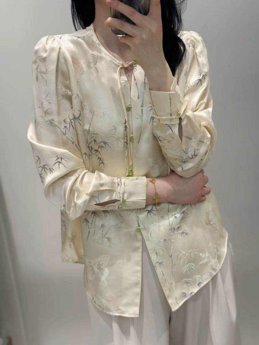 SENBIYAO/森比垚 8819#气质百搭国风桑蚕丝上衣打底衫