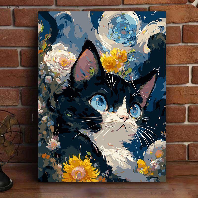 钻石画diy梵高星空猫咪可爱手工粘贴世界名画高级感轻奢装饰画