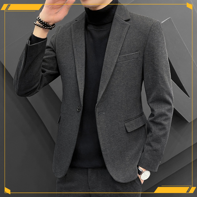 2023秋冬款男西服商务休闲帅气修身羊毛单西高档外套宽松百搭潮牌