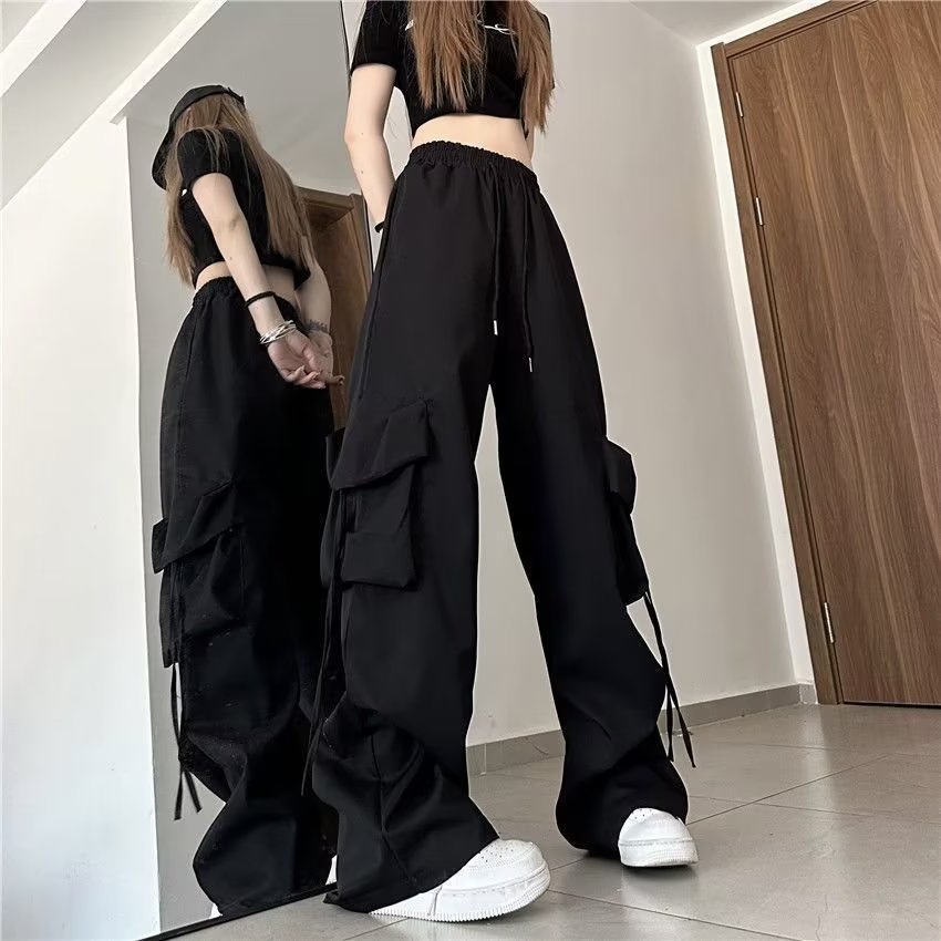 美式街头工装裤子男女速干高个子显高休闲运动直筒阔腿宽松长裤潮