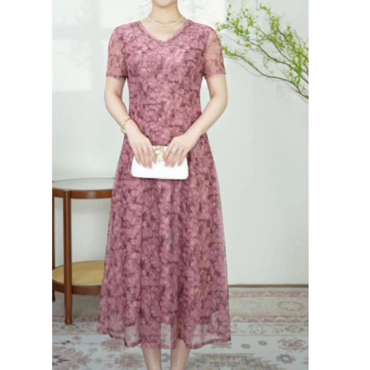 【妙莱 苏梅】显白台湾纱女装连衣裙时尚优雅减龄M-10117