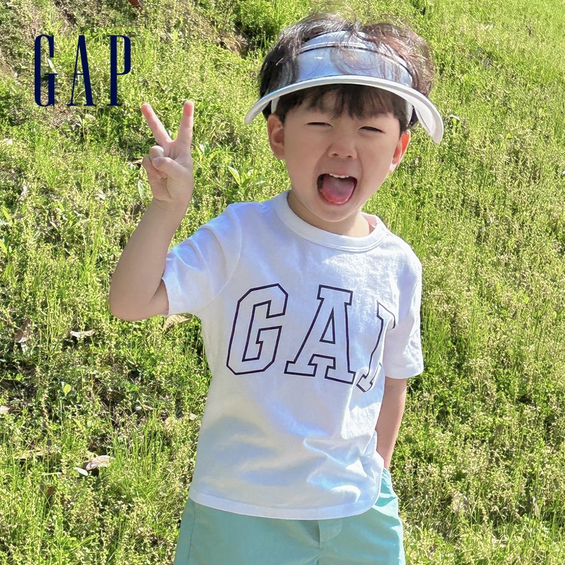 Gap男女童秋季2023新款LOGO纯棉运动短袖T恤871976儿童装休闲上衣
