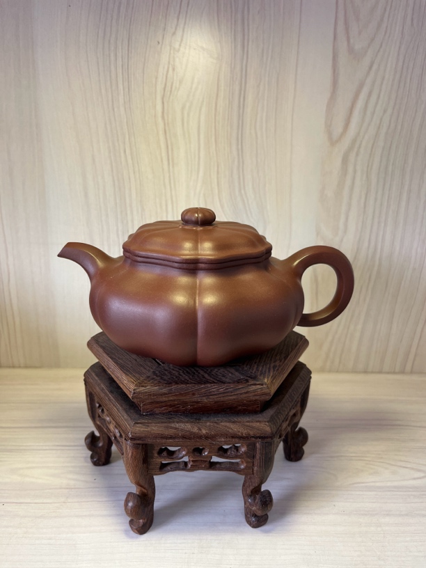 原矿紫砂葵仿古壶半手工制作260cc紫泥