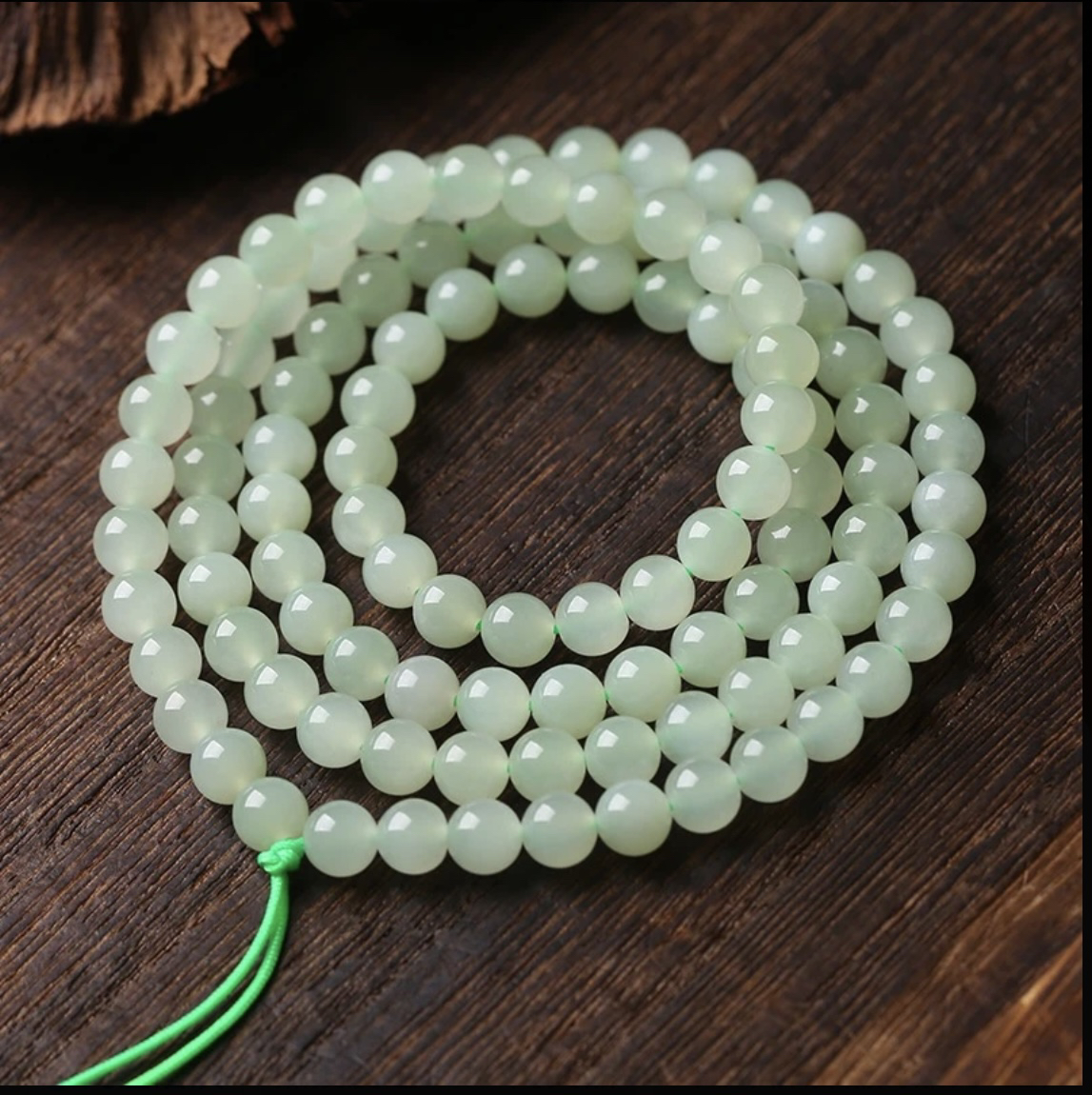 【6mm】天然和田玉晴绿圆珠子时尚百搭108颗佛珠散珠DIY项链