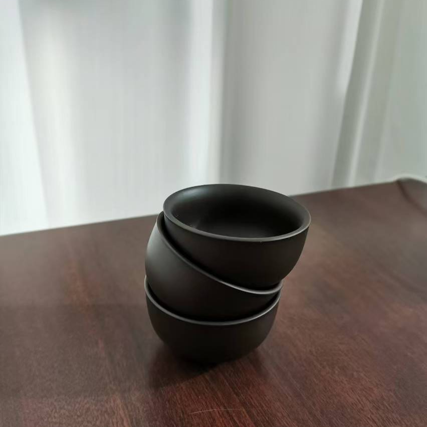 紫砂元宝杯三个家用茶杯