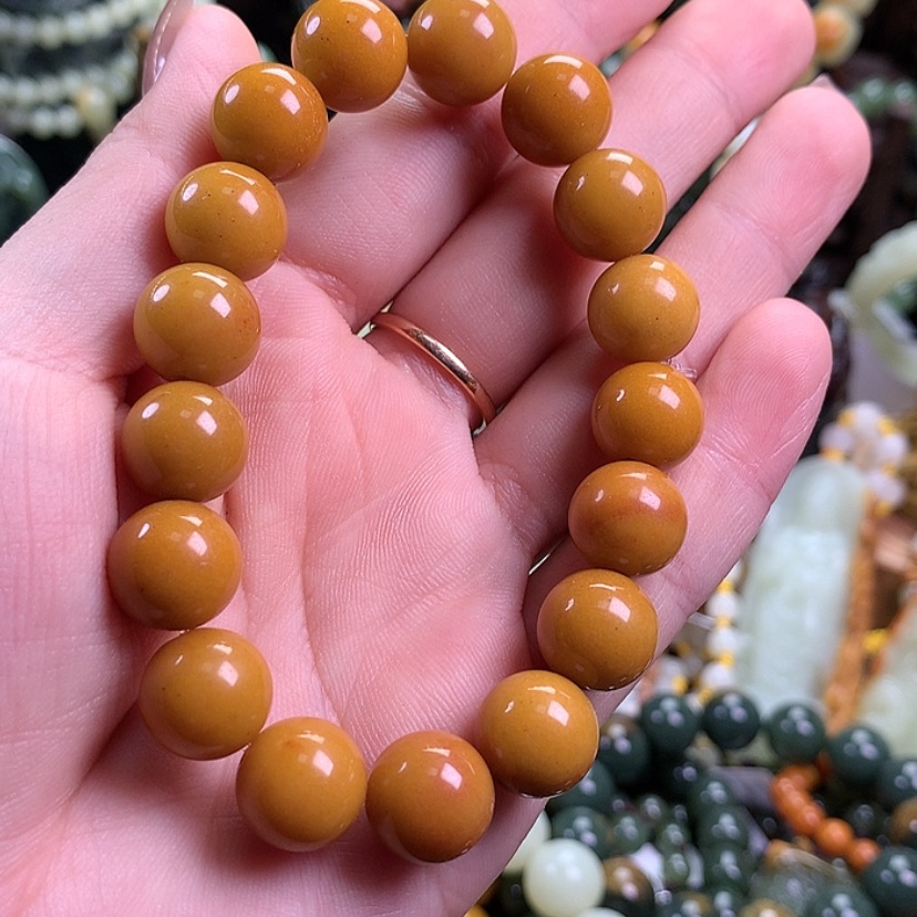 【闪购商品】岫岩河磨玉（透闪石质玉）手串未镶嵌豹****₆