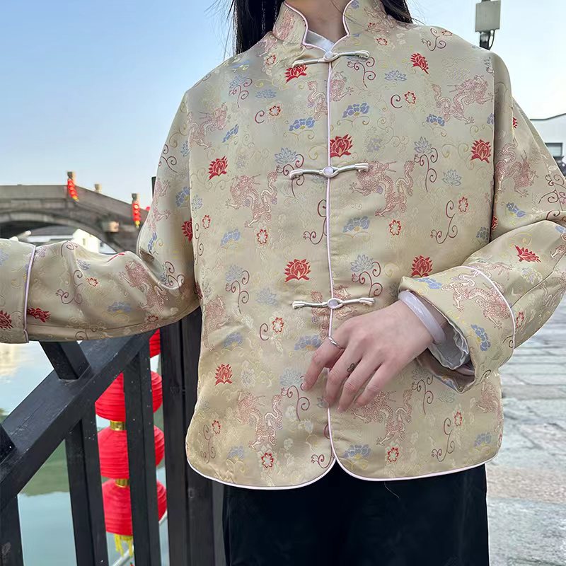 李德喜金龙缠枝纹新中式提花上衣