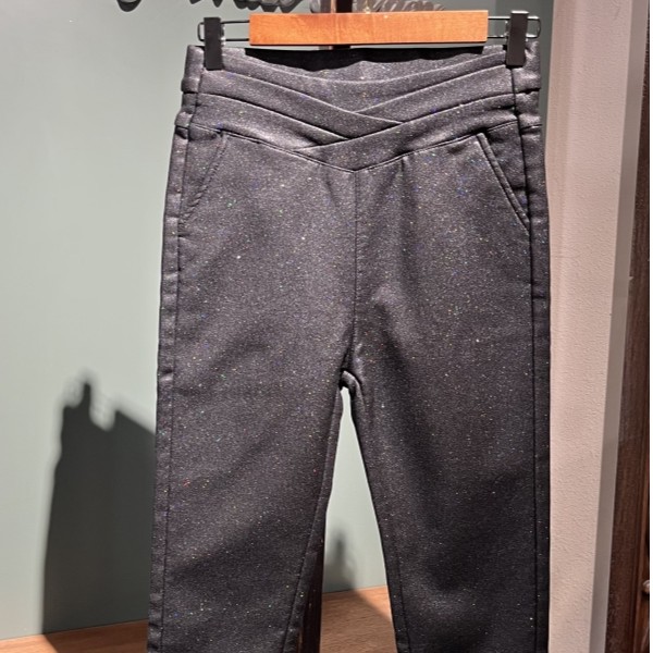 永远女人名品 定制款冬季厚绒加星小脚裤（00157） 黑色 百搭 修身 