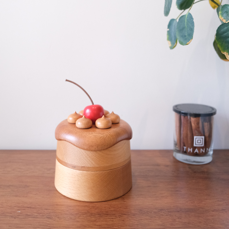 下午茶时光 实木蛋糕首饰盒储物盒 创意松弛感小摆件生日女生礼物