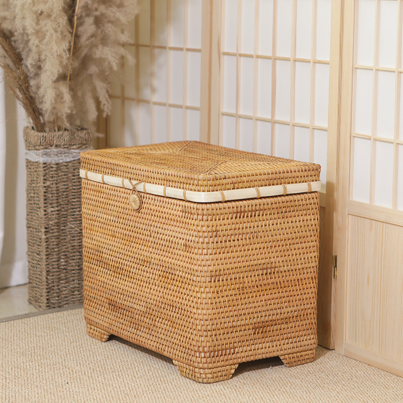 藤编收纳箱四角箱卧室床头柜43×28×35