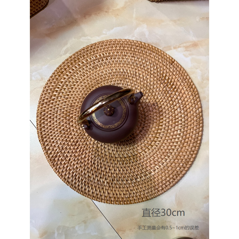 L011天然藤条手工编织藤编编织垫子直径30cm饺子帘古风圆形大锅垫