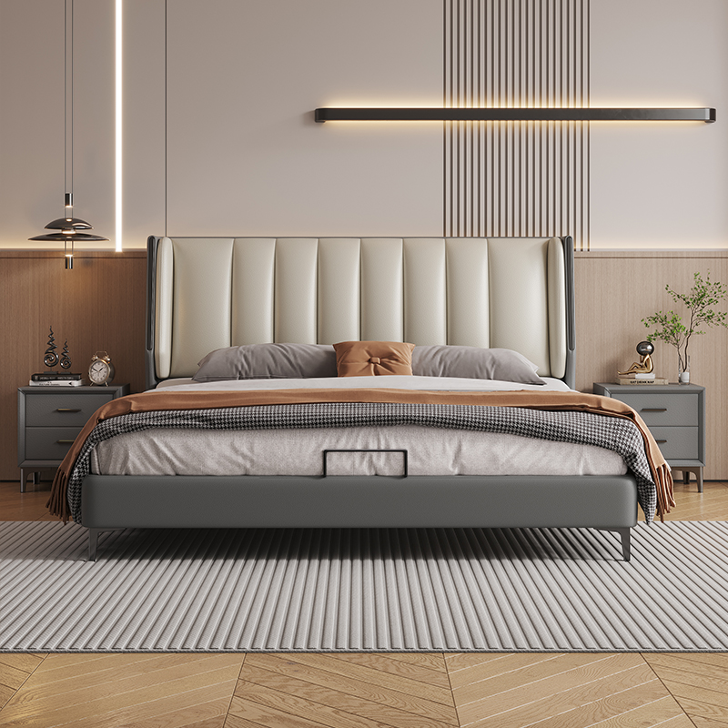  铂诗蒂8801#床真皮床悬浮床轻奢简约主卧双人床家用婚床