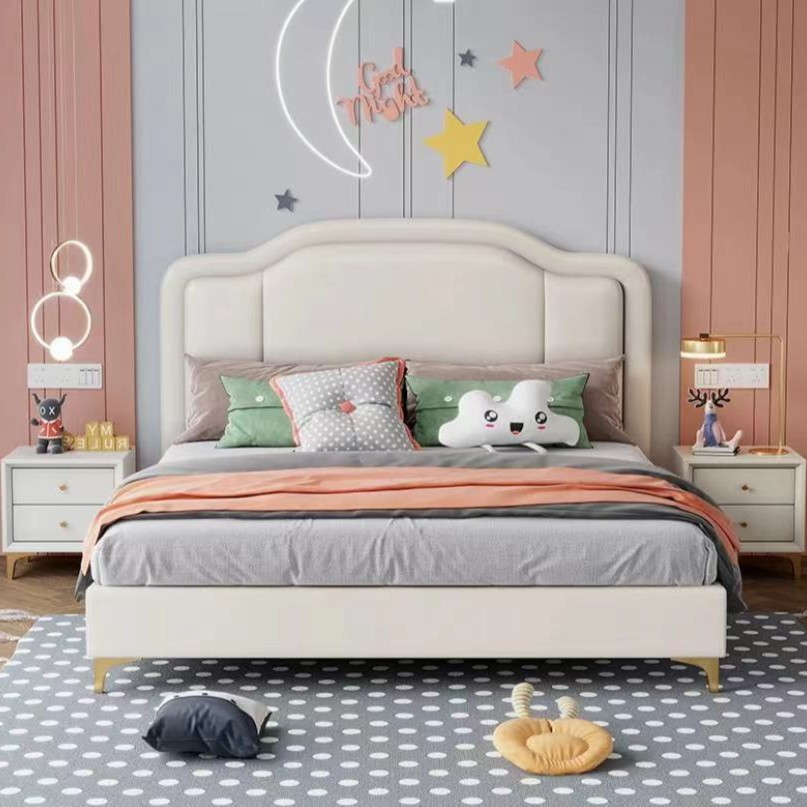  铂诗蒂147#儿童床女孩公主床粉色青少年1.35米单人1.5米皮床童床