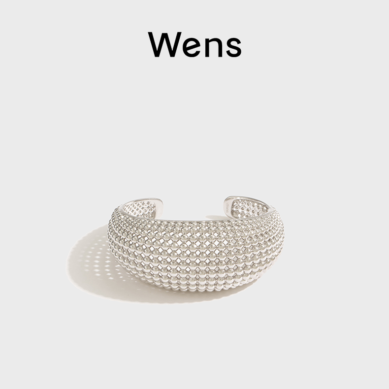Wens/吻斯 铜合金手镯 明星同款圆球珠珠手镯时尚造型百搭