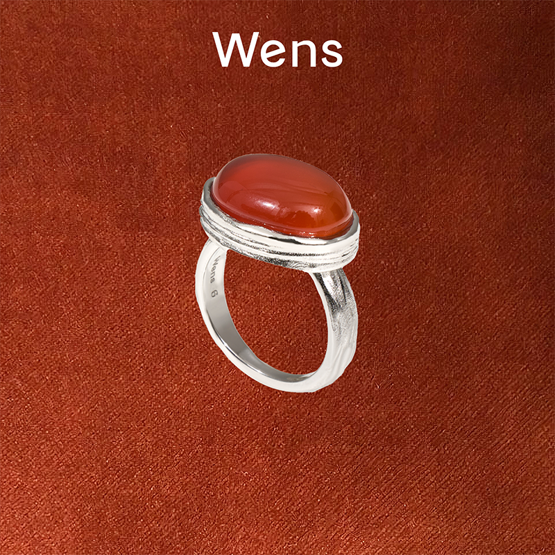 Wens/吻斯 铜合金戒指 THE KISS 复古红戒指简约百搭礼物叠戴