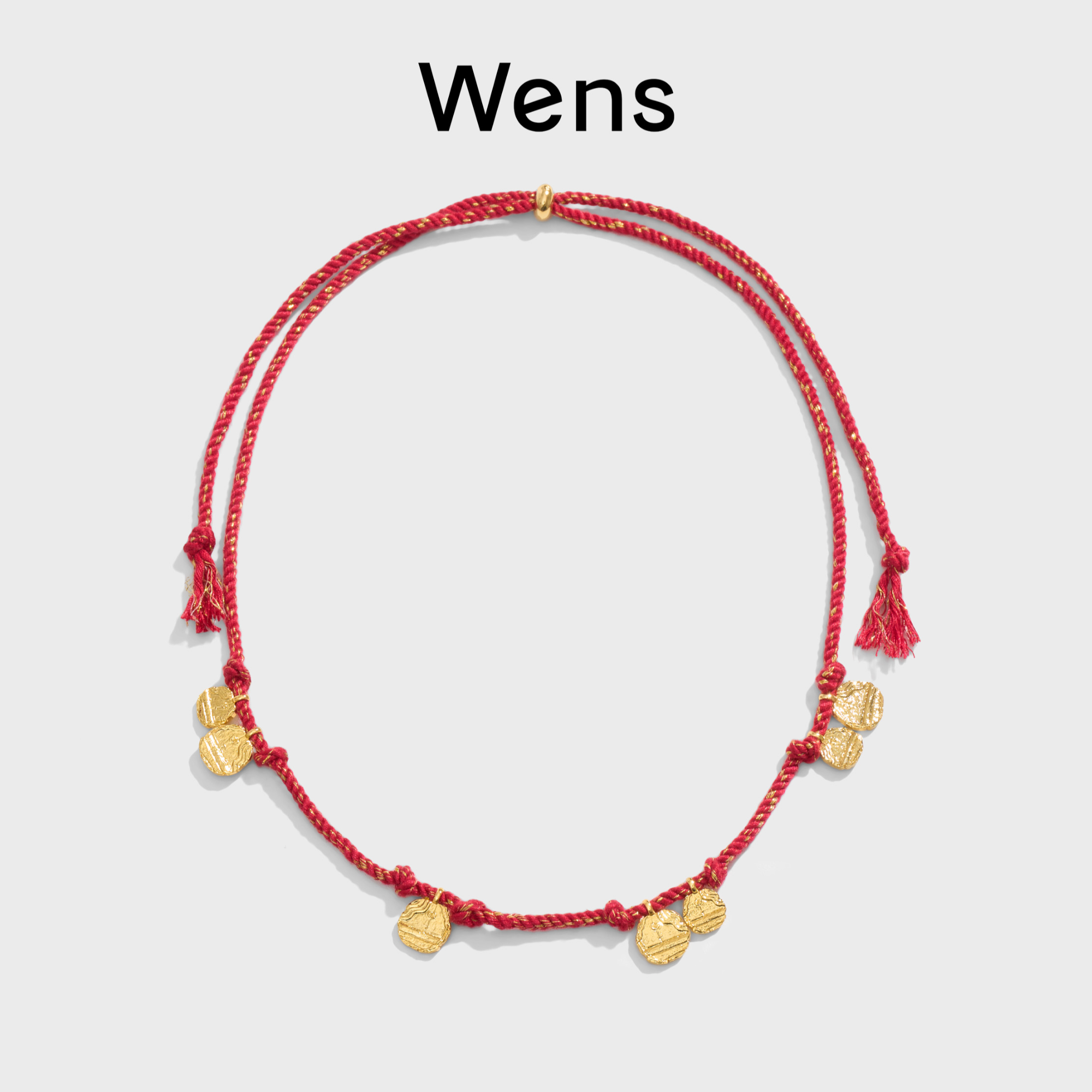 Wens/吻斯 铜合金项链 THE KISS红色编织项链百搭可调节时尚礼物