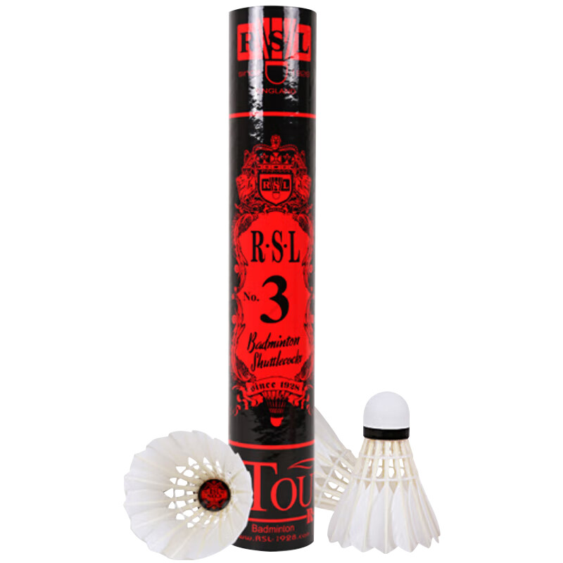 RSL/亚狮龙NO.3号全圆鸭毛羽毛球稳定耐打羽球77速12只装/桶