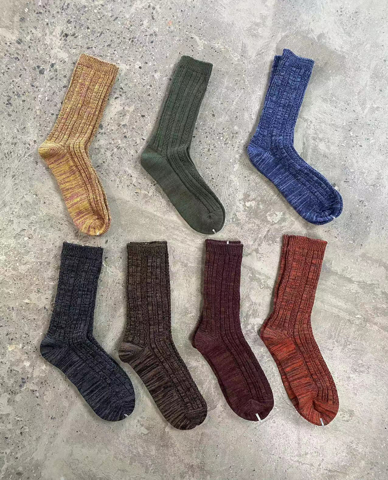 素朴布衣衣路走来原创秋冬复古彩色全棉中筒袜堆堆袜男女