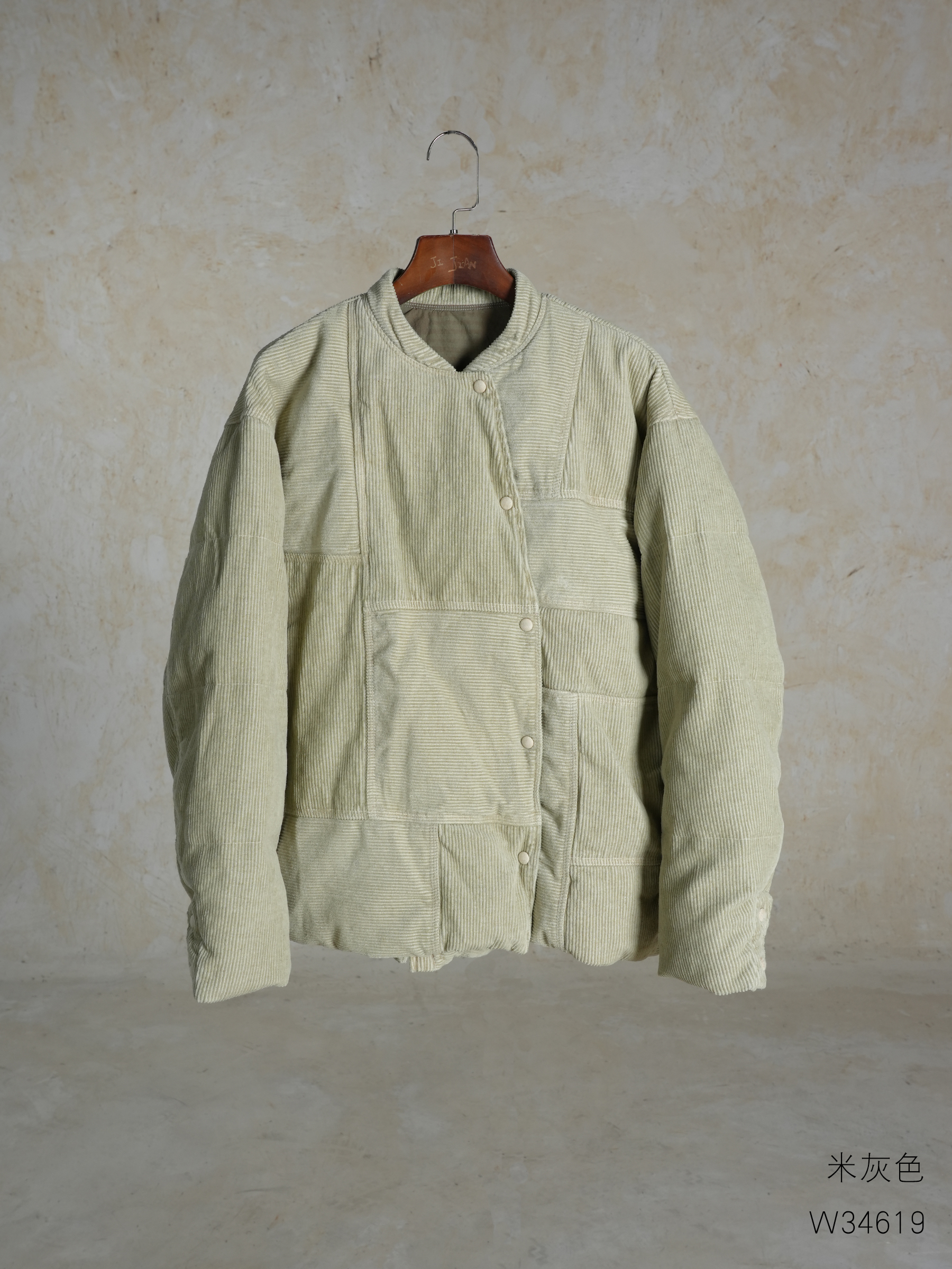 素朴布衣几见w34619冬灯芯绒复古做旧文艺感羽绒服气质77g