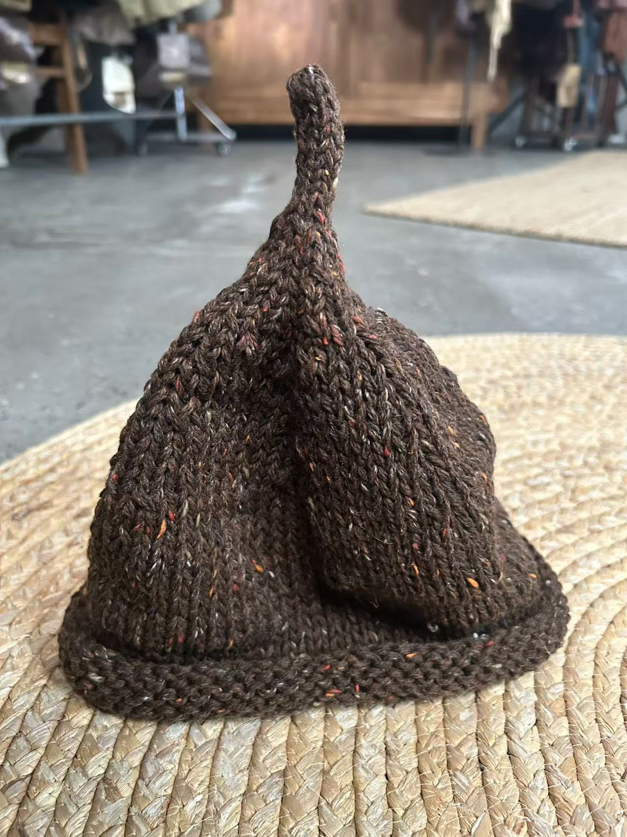 素朴布衣衣路走来原创P1027俏皮减龄风衣手工织线彩线卷边帽子