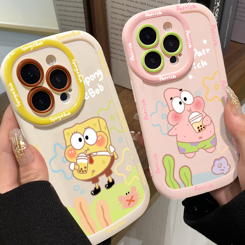 KEBENA奶茶海绵宝宝苹果15手机壳iphone13/14promax派大星12女11