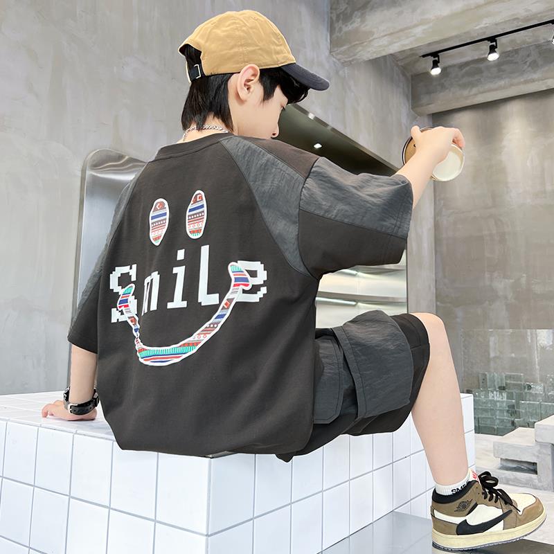 男童夏季套装2024新款夏装短袖中大儿童帅气时髦男孩夏款运动潮酷