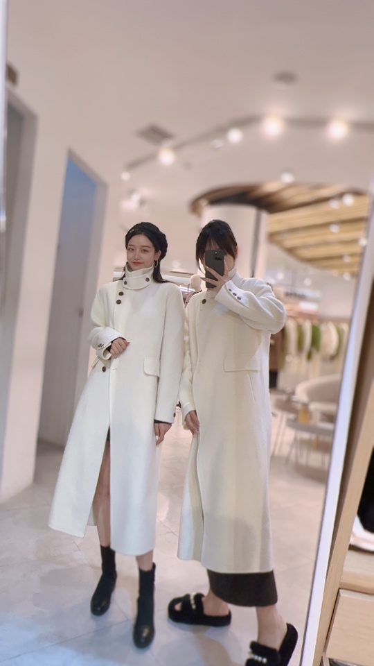 新款气质时尚高领双面呢大衣