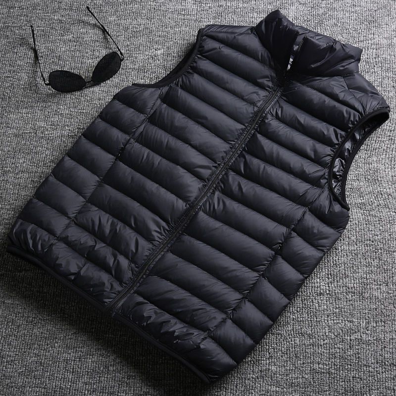 雅鹿新款轻薄羽绒服男马甲羽绒服保暖大码轻便潮流立领坎肩背心
