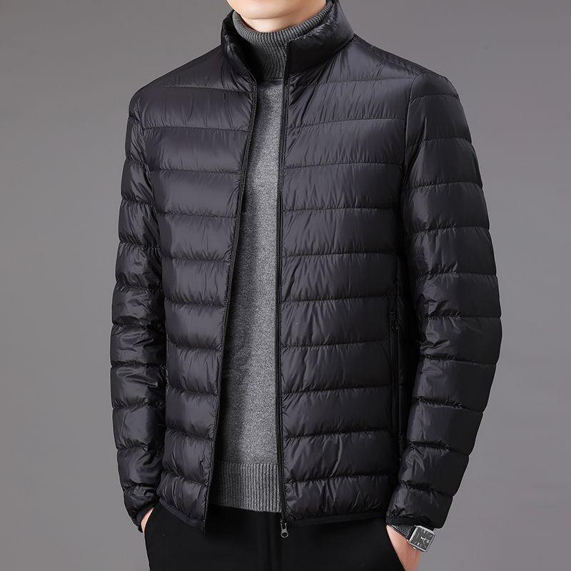 雅鹿冬季轻薄款羽绒服服男短款大码休闲立领保暖上衣爸爸男装棉