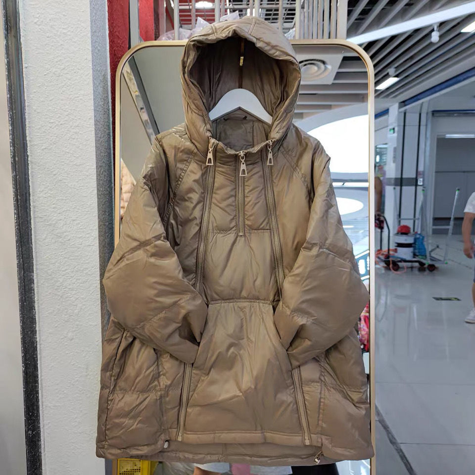 雅鹿当季爆款反季羽绒服女韩版宽松连帽气质显高减龄套头白鸭绒两