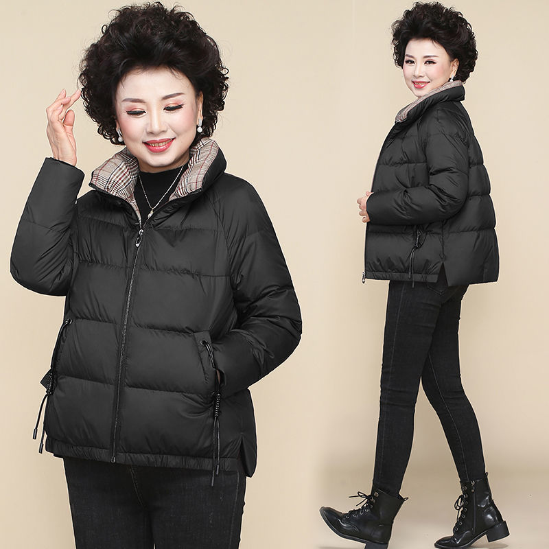 雅鹿羽绒服妈妈冬装羽绒服中老年女秋冬款外套短款中年人洋气上
