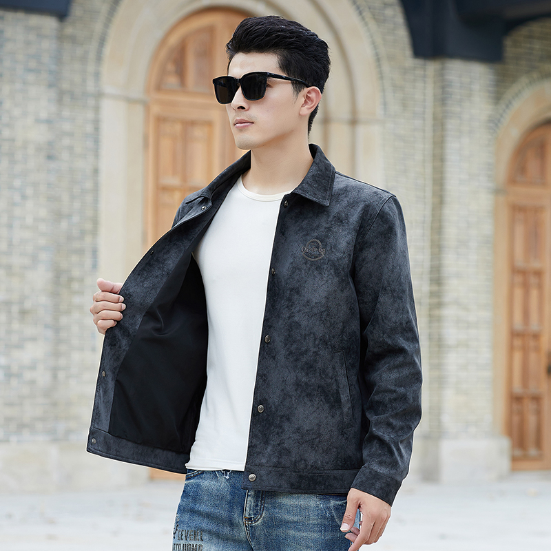 25年秋季新款夹克翻领皮衣时尚经典复古男士休闲高级短款外套2589