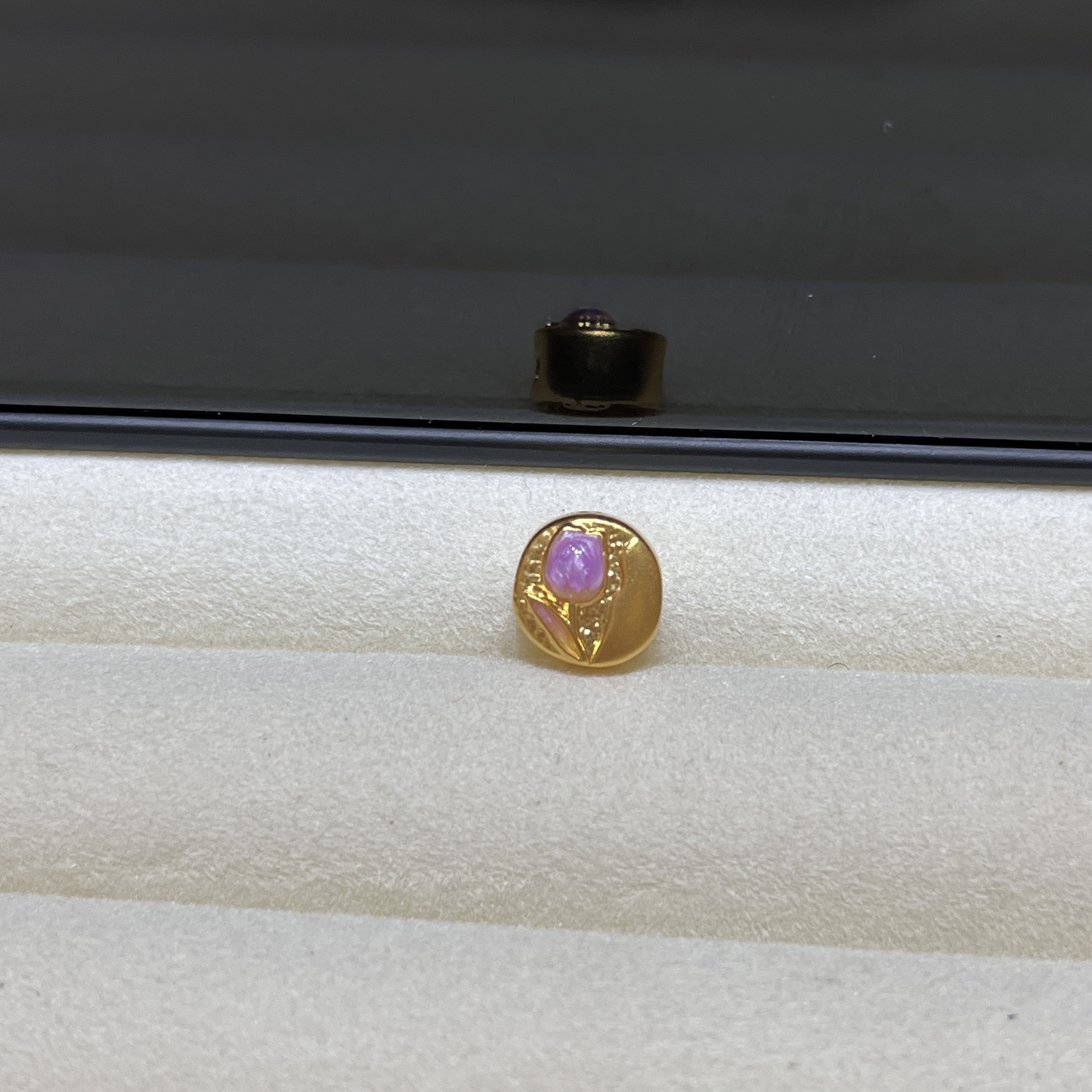 周大生足金莫奈花园系列珐琅彩转运珠郁金香手编精时尚送女友礼物