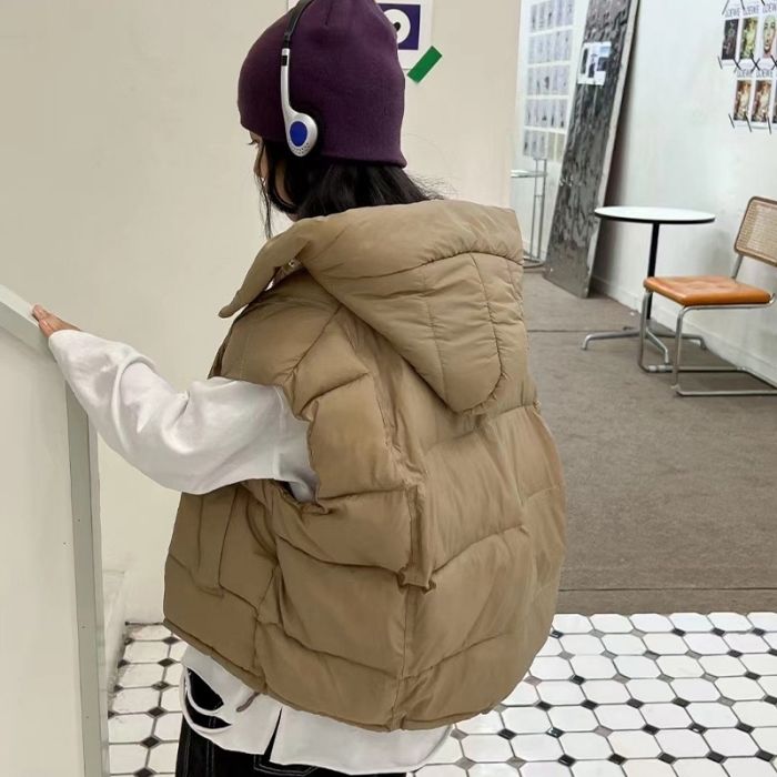 儿童连帽棉马甲新款韩版中大童夹棉背心男女童冬季坎肩保暖百搭
