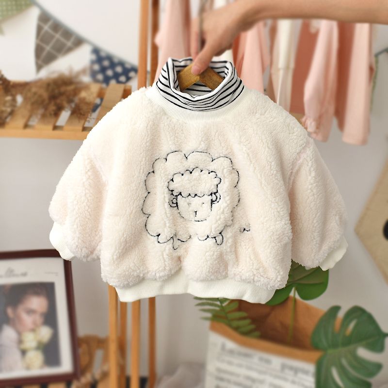 宝宝卫衣加绒秋冬款毛绒深秋洋气女童毛毛衣女保暖小童上衣单层